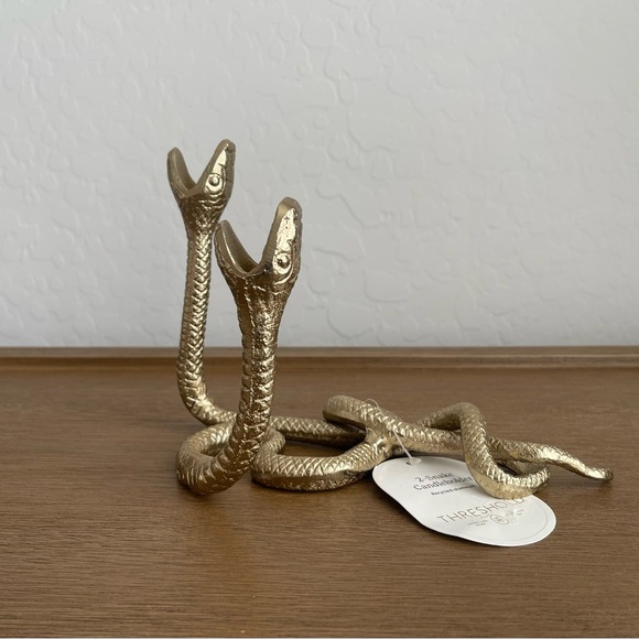 Threshold Double Snake Taper Candle Holder Aluminum Gold - Picture 4 of 8